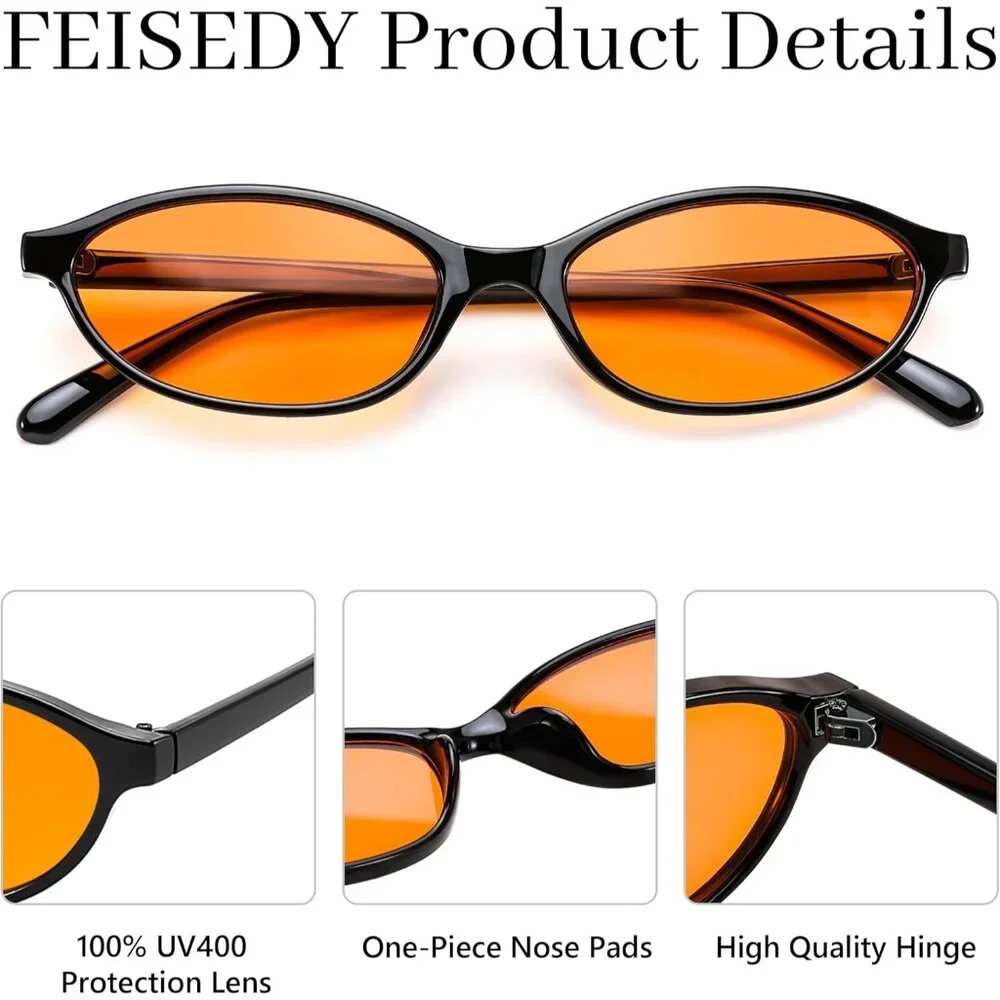 Women's Oval Sunglasses Eye Narrow Trendy plastic frames Sunnies Shades